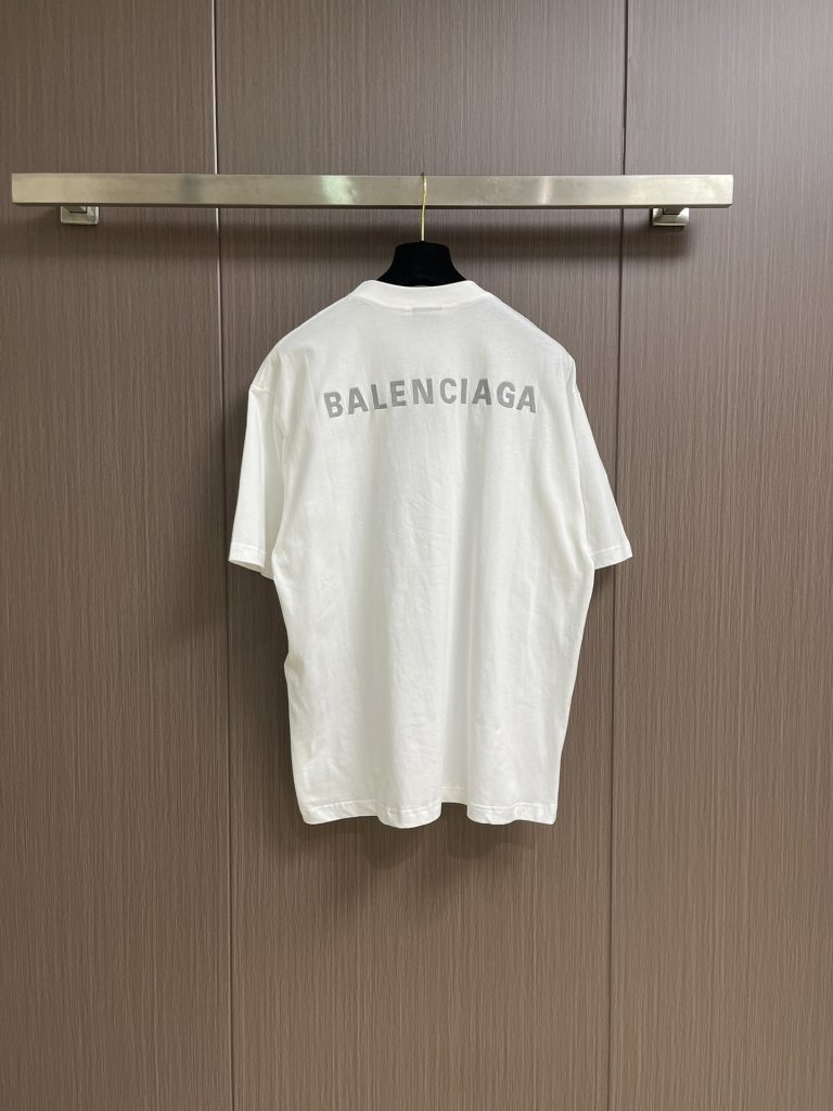 Balenciaga 前后刺绣字母短袖T恤，百分百定织定染纯棉面料插图1