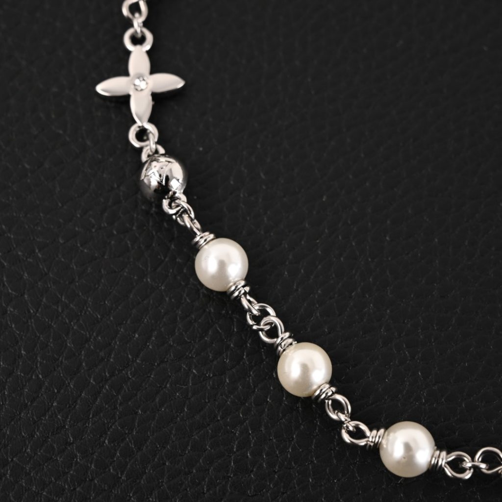 LOUIS VUITTON LV PEARLS DAMIER铭纹金属珠项链插图