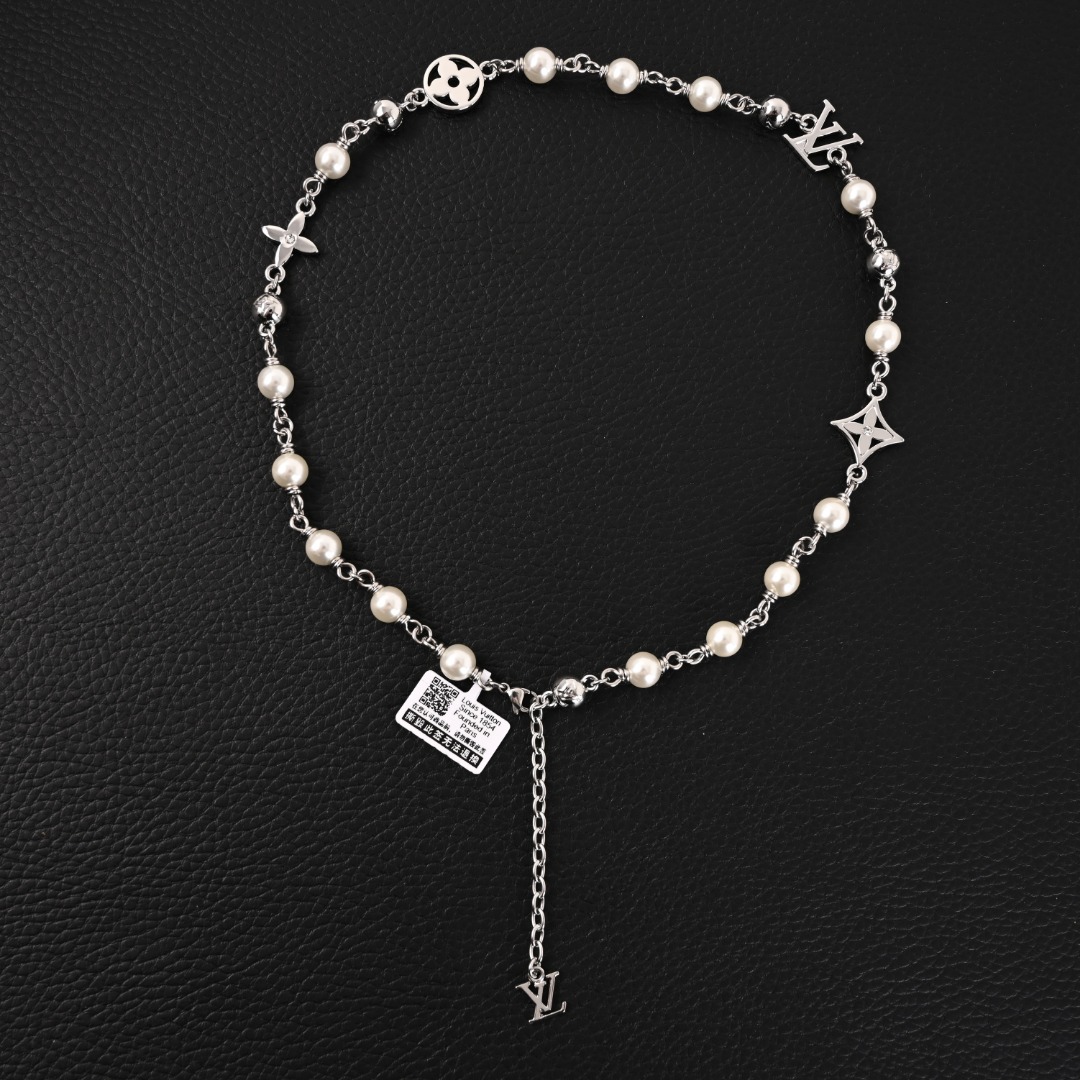 LOUIS VUITTON LV PEARLS DAMIER铭纹金属珠项链缩略图