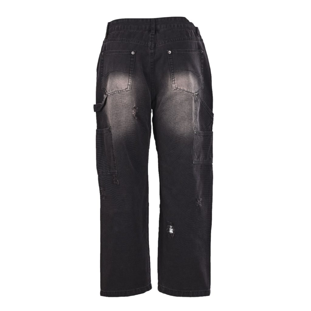 Balenciaga巴黎世家BLCG 做旧阔腿工装牛仔长裤插图1