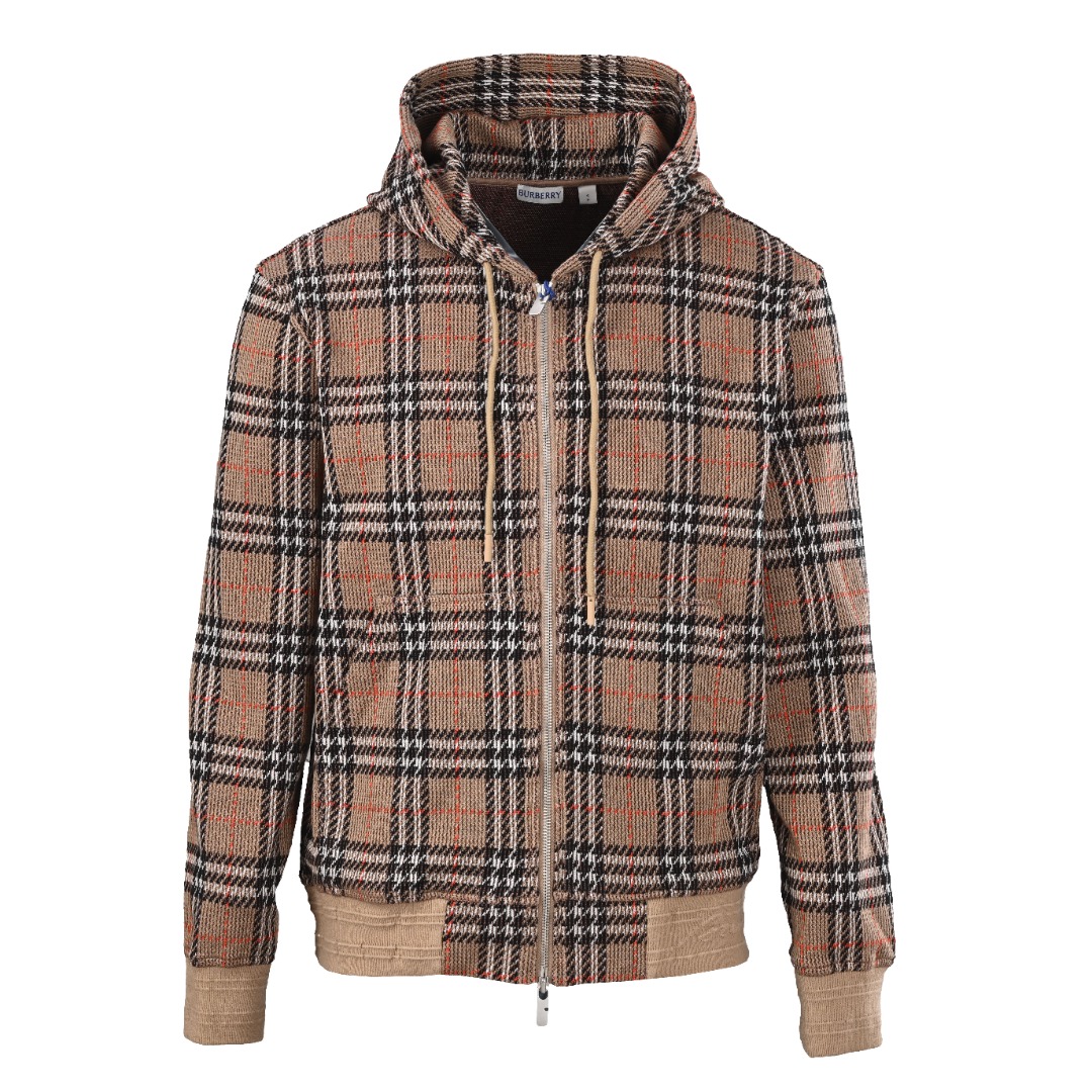 BURBERRY巴宝莉BBR 大格子混纺针织格纹连帽外套缩略图 BURBERRY巴宝莉BBR 大格子混纺针织格纹连帽外套缩略图