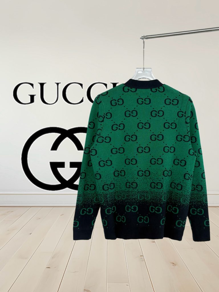 [高版本] Gucci 古驰渐变毛衣针织开衫，经典双 G 满印插图1
