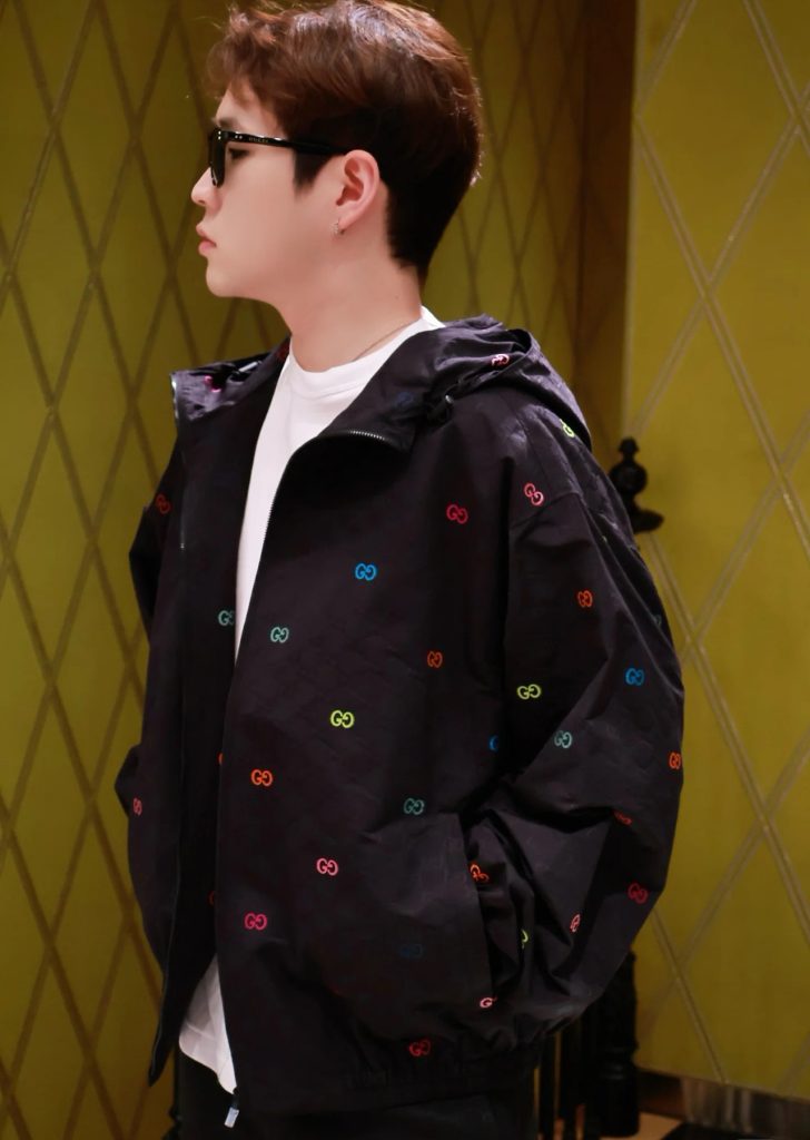 GUCCI古驰GUC 彩色提花GG帆布拼接夹克外套插图