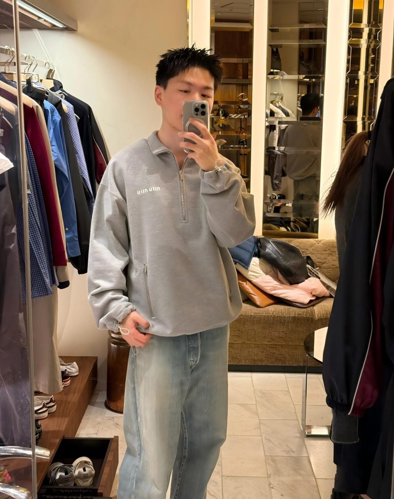 MIU MIU缪缪MM 字母抓绒半拉链羊绒高领卫衣插图