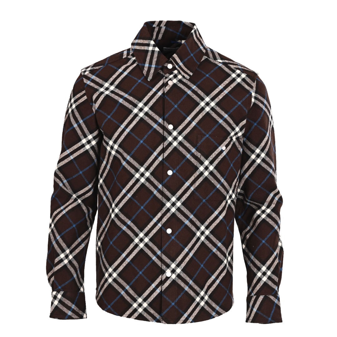 BURBERRY巴宝莉BBR 菱格法兰绒羊毛衬衫外套缩略图