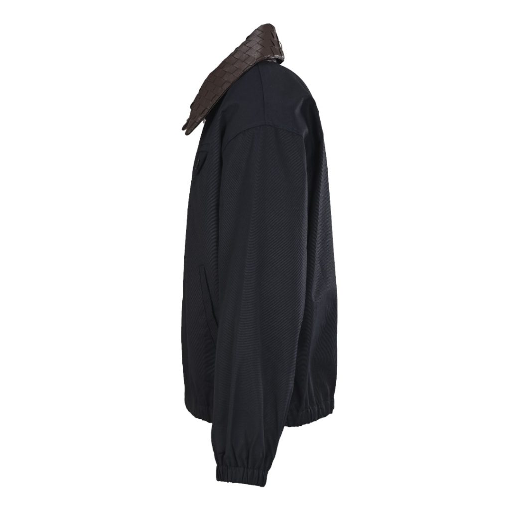 BOTTEGA VENETA葆蝶家BV 编织皮领夹克外套插图