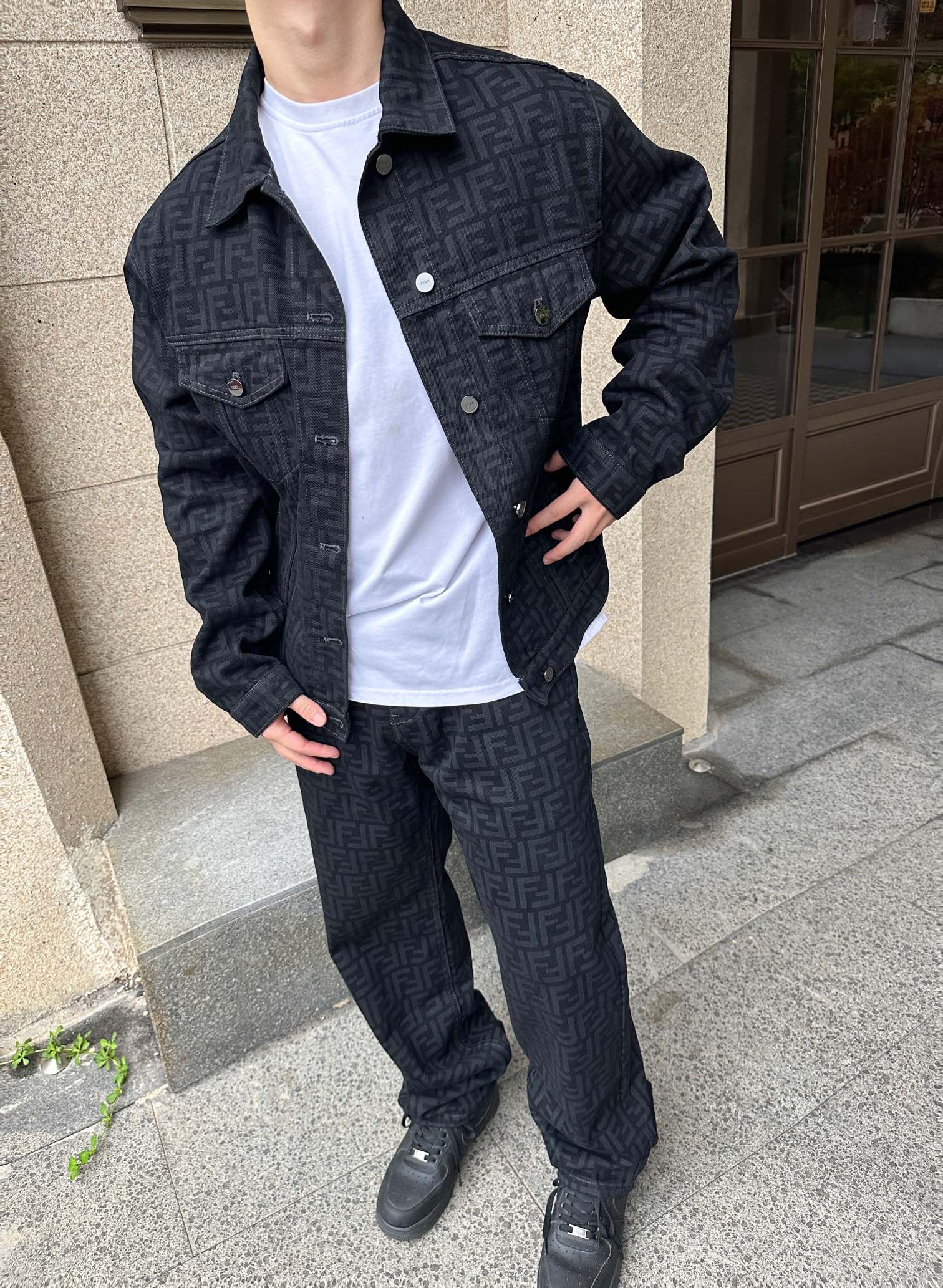 FENDI芬迪FD 满印FF套装牛仔长裤缩略图