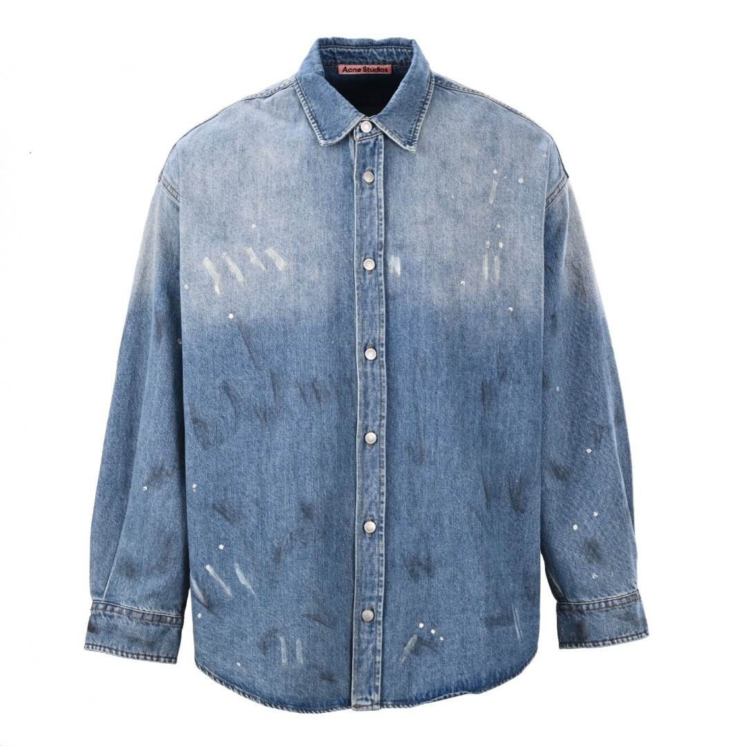 ACNE STUDIOS 泼墨纽扣徽标落肩牛仔衬衫外套缩略图
