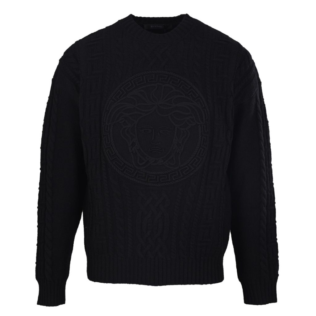 VERSACE范思哲 绞花提花刺绣圆领毛衣 正品2999购入开发插图