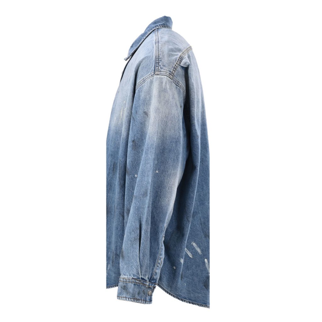 ACNE STUDIOS 泼墨纽扣徽标落肩牛仔衬衫外套插图