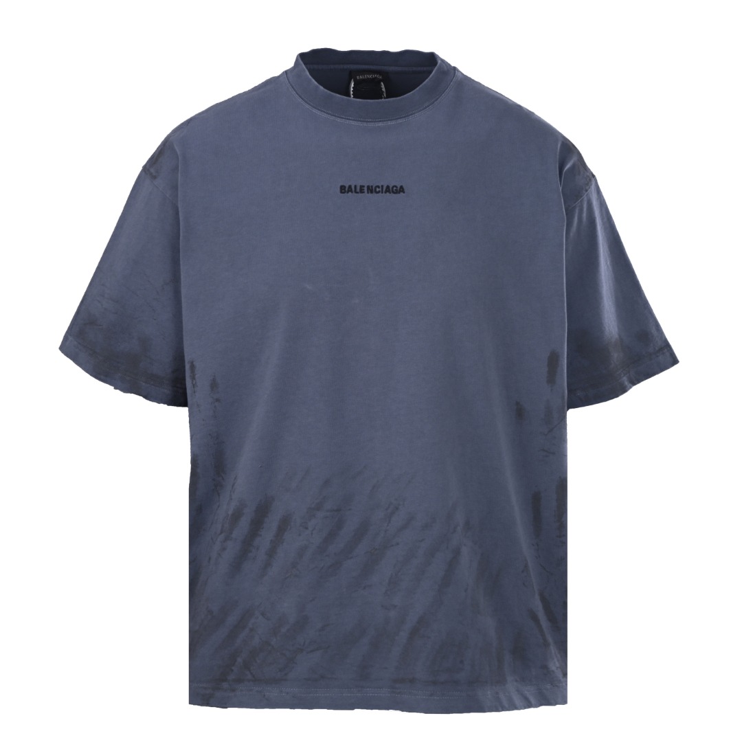 BALENCIAGA巴黎世家BLCG 做旧刺绣手绘短袖T恤缩略图