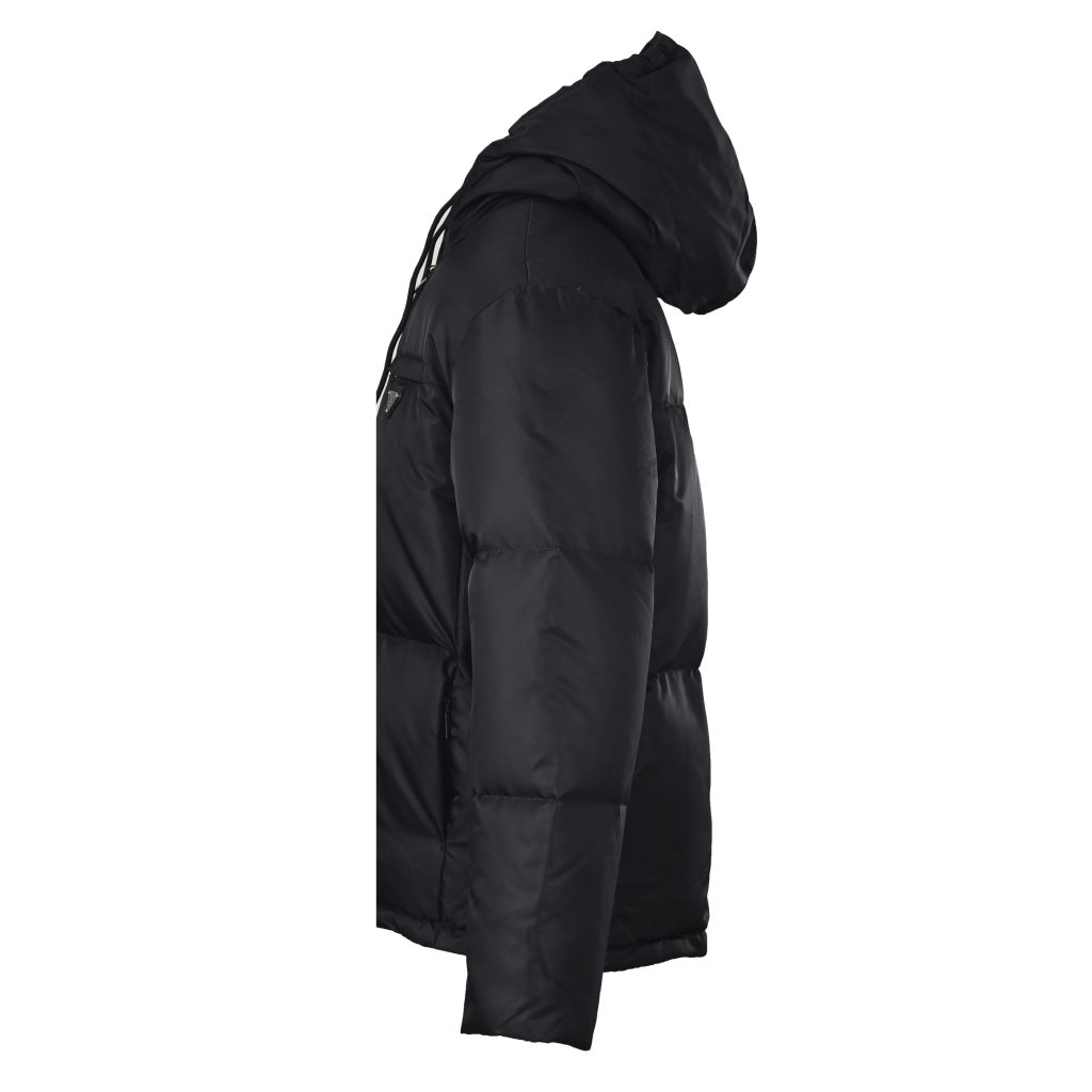 PRADA普拉达PRD 尼龙拉链撞色连帽羽绒服插图