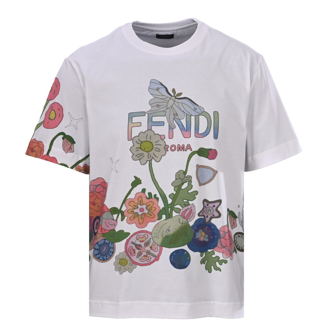 FENDI芬迪FD Future花蝴蝶拼色印花短袖T恤缩略图