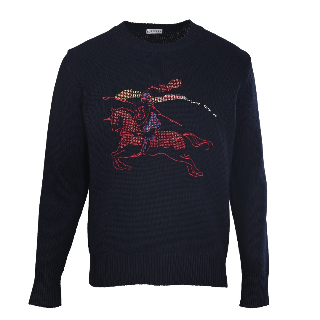 BURBERRY巴宝莉BBR 彩色大战马马术徽标羊毛混纺毛衣缩略图