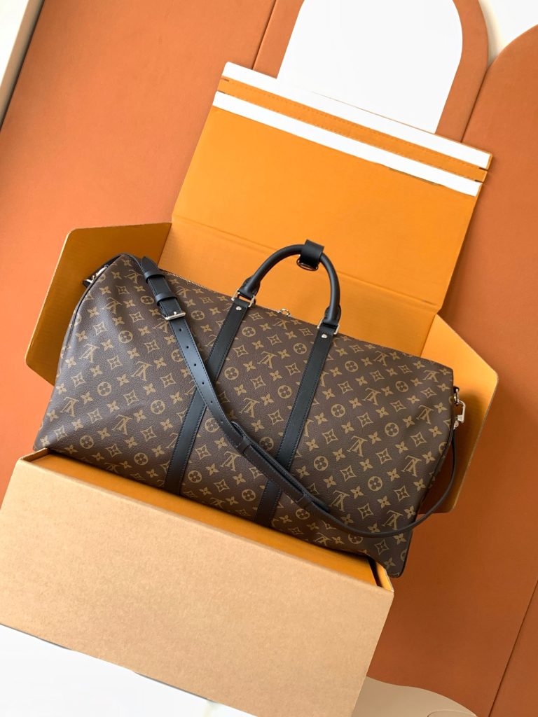 LV KEEPALL 55旅行袋(配肩带)老花配黑皮插图 LV KEEPALL 55旅行袋(配肩带)老花配黑皮插图