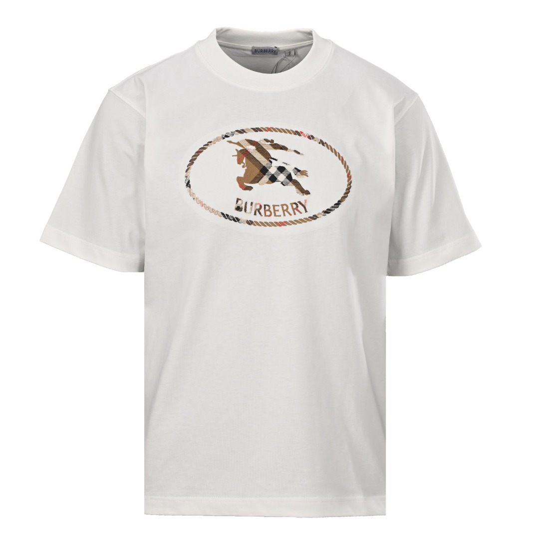 BURBERRY巴宝莉BBR 圆骑士格纹骑士印章刺绣短袖T恤缩略图