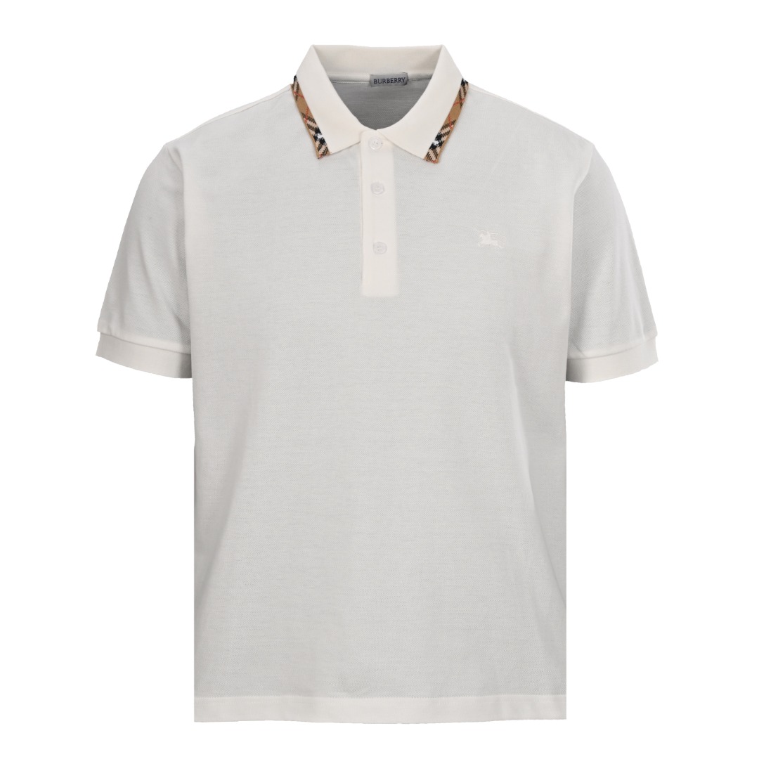BURBERRY巴宝莉BBR 格纹拼领珠地布短袖POLO衫缩略图